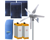Solarsystem Photovoltaik mit Windturbine als Hybrid System