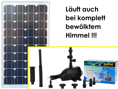 Solarteichpumpen Power Sets für voll bewölkten Himmel