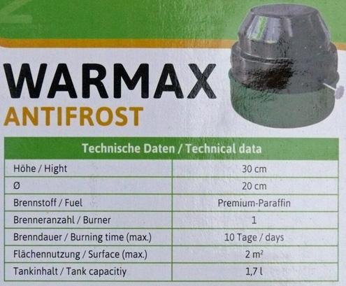 Technische Daten Warmax Antifrost